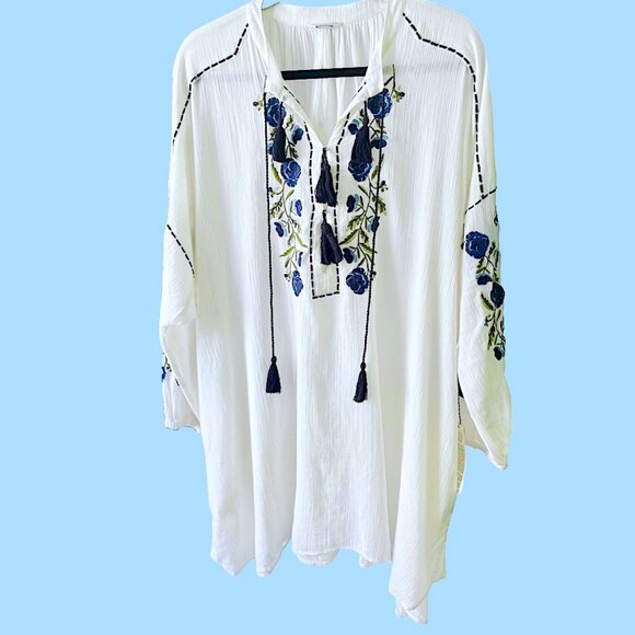 ST. ROCHE “Willow” Embroidery Floral Shirtdress – White/Navy (Size S) – NWT 💙 - Picture 6 of 10